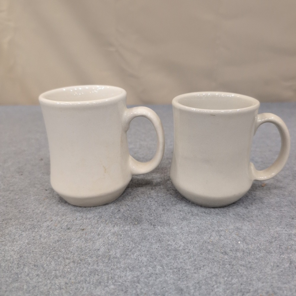 Ultima by Mikasa Cream Ceramic Diner Style Coffee Mugs Set of 2 NA307